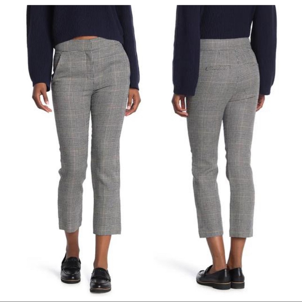 veronica beard -  gemini pants plaid trousers crop ankle pockets multicolor.
